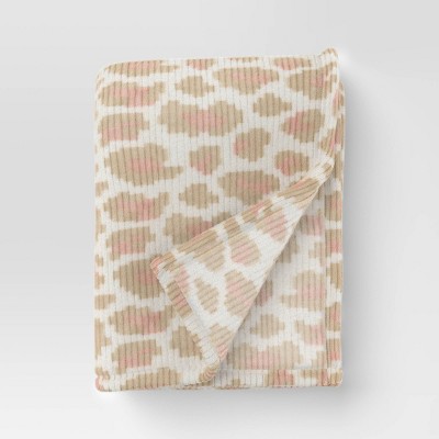 Printed Cheetah Ribbed Plush Throw neutral/pink - Room Essentials™