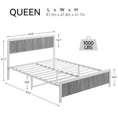 Bed Frame, Metal Slat Support, Under Bed Storage, Safe Rounded Corners, No Box Spring Required, Easy Assembly