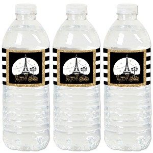 Big Dot of Happiness Stars Over Paris - Parisian Themed Party Water Bottle Sticker Labels - Set of 20 - 1 of 4