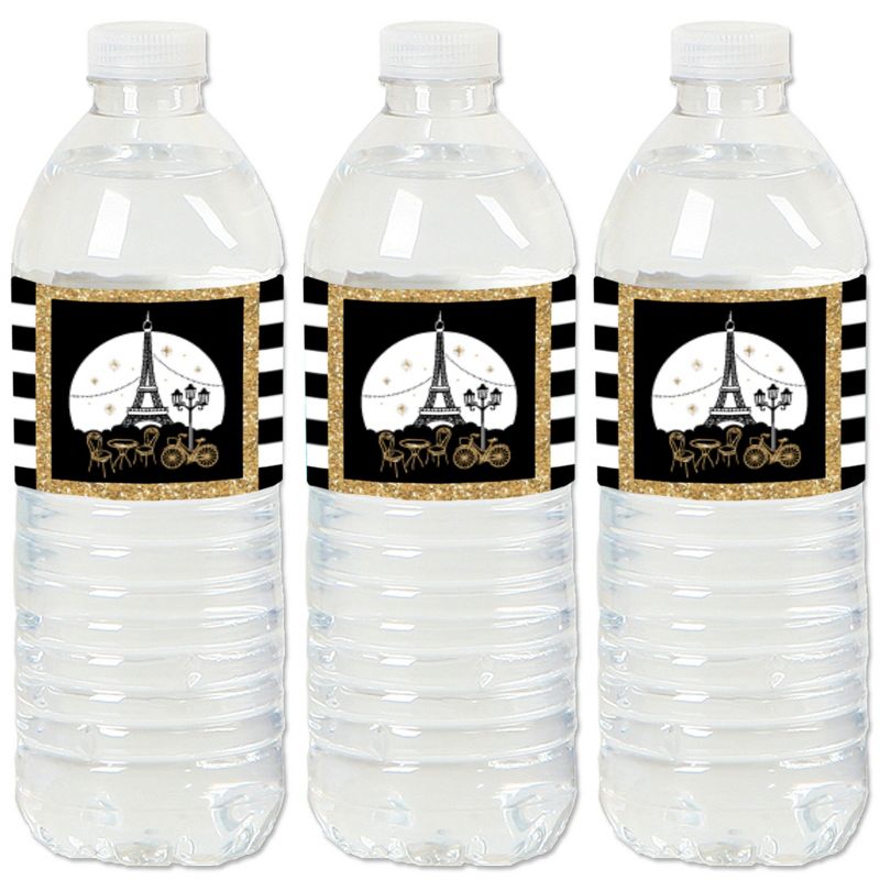 Big Dot of Happiness Stars Over Paris - Parisian Themed Party Water Bottle Sticker Labels - Set of 20, 1 of 6