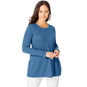 Jessica London Ribbed Baby Doll Tunic Sweater - 1 of 4