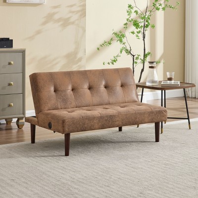 CAVINAS Foldable Sofa Bed Convertible Folding Couch with Adjustable Backrest and Charging Port for Apartment, Living Rooms
