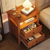 Night Stand with Storage Drawers and Wooden Legs,  Nightstand with Open Storage ShelfV-Shaped Design and Open Storage Shelf - 4 of 4