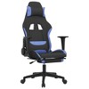vidaXL Massage Gaming Chair with Footrest Black and Blue Fabric - 2 of 4