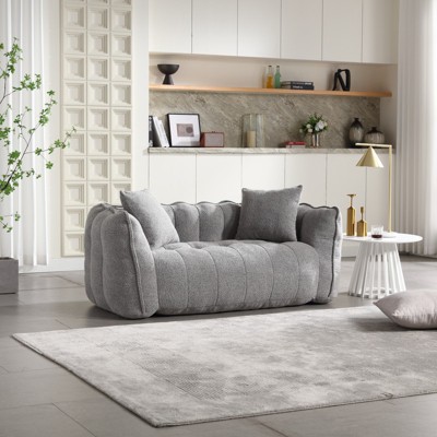 Aukfa Twin Size Bean Bag Chairs, Loveseat Bean Bag Sofa Modern Lazy Sofa Chair with Armrests for Living Room, Bedroom, Apartment