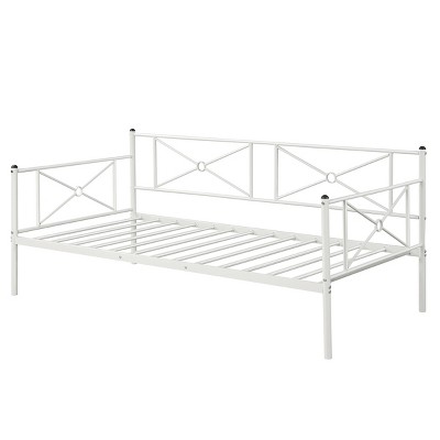 Costway Twin Size Metal Daybed Frame Multifunctional Platform Bed W/Steel Slats White