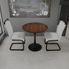 NicBex Round Dining Table for 4 Modern Kitchen Table Chairs Set with Pedestal Base and 2 PU Chairs for Dining Rooms - 3 of 4