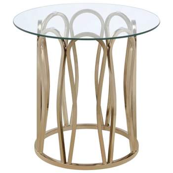 Monett Round End Table with Glass Top Brass - Coaster