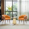ARTPLAN Mid Century Modern Dining Chair Set of 2,Faux Leather Uphoolsted Accent Arm Chair,Walnut with Beech Feet for Dining Room/Home Office - 2 of 4