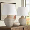 Barnes and Ivy Brighton 27 1/4" Tall Hammered Pot Farmhouse Rustic Table Lamps Set of 2 Brown Beige Finish Metal Living Room Bedroom White Shade - 2 of 4