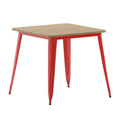 Flash Furniture Declan Commercial Grade Indoor/Outdoor Dining Table, 31.5" Square All Weather Poly Resin Top with Steel Base