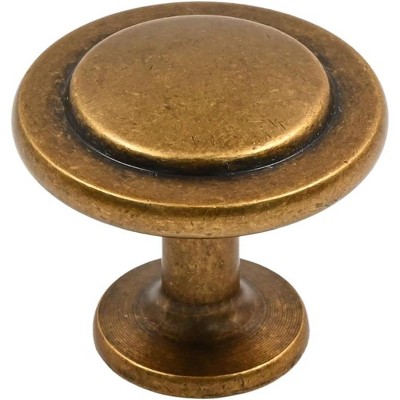attop 10 Pack Antique Brass Cabinet Knobs, 1-1/4 Inch Diameter Kitchen Cabinet Hardware Round Knobs for Cabinets and Drawers