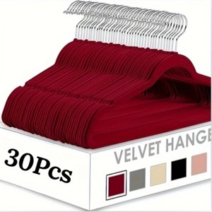 Racxily 30 Pack New Premium Quality Velvet Hangers Ultra Thin Non Slip Adult Felt Space Saving Hangers for Closet, 360¡ã Swivel Hook Hold - 1 of 4