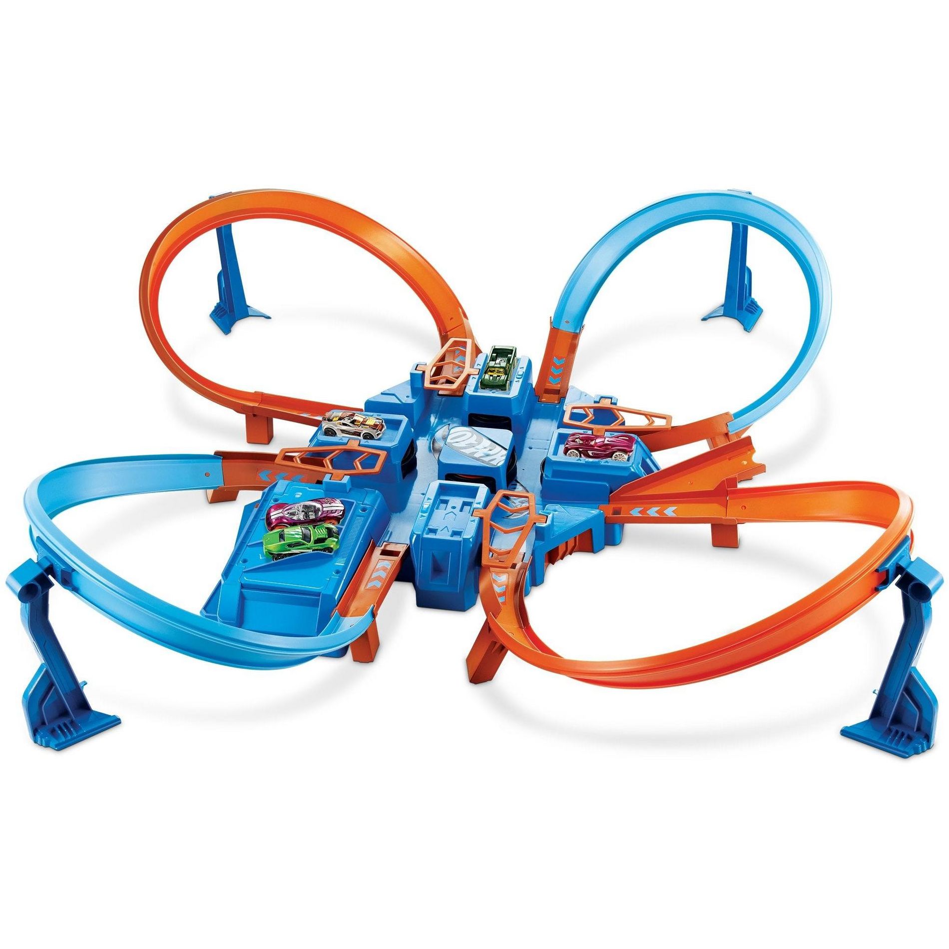Hot Wheels Criss Cross Crash Track Set – Motorized Boosted Figure-Eight Raceway with 4 Crash Zones, 16+ Feet of Track, Car Feeder Ramp & 1 Vehicle