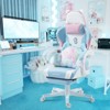 Dexmalle Cute Cat Gaming Chair with Paw Lumbar Cushion,Blue and Pink - 2 of 4