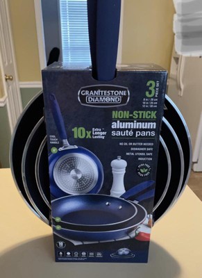 Granitestone 3 Pack Nonstick Fry Pan Set With Rubber Grib Handle - 8'' 10''  And 12'' : Target