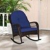 Costway Patio Wicker Rocking Chair W/Seat Back Cushions & Lumbar Pillow Porch Off White/Orange/Gray/Black/Blue - 2 of 4