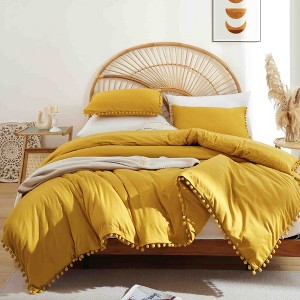 BAGOKIE 3-Piece Bed in a Bag Comforter Set with Pom Fringe - 1 of 4