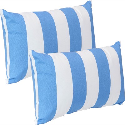 Weather-Resistant Polyester 17 x 17 Inch Small Square Pillow Covers Set of 2 Zipper Closures Sunnydaze Indoor and Outdoor Decorative Throw Pillow Covers Cover ONLY Beach-Bound Stripe