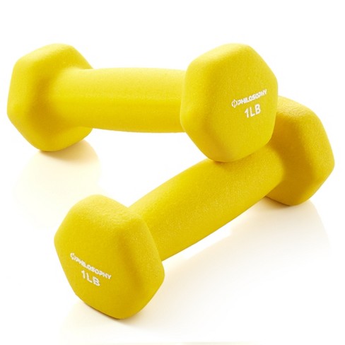 Philosophy Gym Neoprene Dumbbell Hexagon Hand Weights 1 lb Pair 2 lb Total