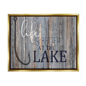 Stupell Industries Life Better Lake Quote Fish Lakehouse Cabin Nautical Phrase - 1 of 4