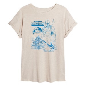 Women's - Star Wars - The Mandalorian Mando Sketchy Oversized Graphic T-Shirt - 1 of 4