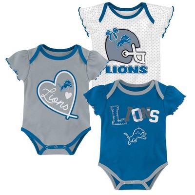  NFL Detroit Lions Baby Girls' Newest Fan 3pk Bodysuit Set - 18M 