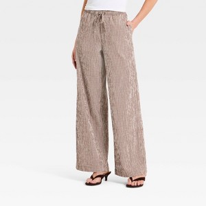 Women's Seersucker Effortless Pull-On Pants - A New Day™ Brown L
