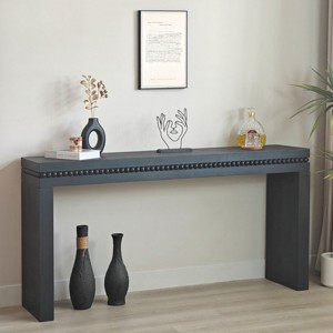 64" Modern Console Table with Decorative Beaded Trim, Elegant Entryway Table for Hallway, Living Room, or Home Office-Panipeachy - 1 of 4
