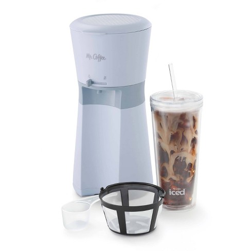 New Mr Coffee Iced Coffee Maker with Reusable Tumbler and Coffee Filter Gray 