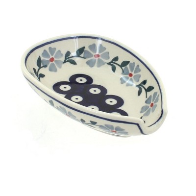 Blue Rose Polish Pottery Blue Violet Small Spoon Rest