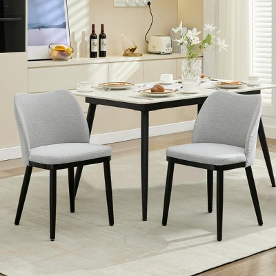 Dining Chairs Set of 2: Upholstered Velvet Dining Room Side Chairs, Chair for Dining with Padded Seat and Wood Legs, Modern Dining Chair