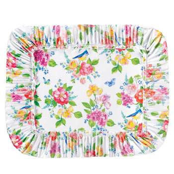 Collections Etc Birds & Butterflies Floral Plisse Pillow Sham with Ruffled Trim