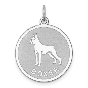 Black Bow Jewelry Sterling Silver Laser Etched Boxer Dog Pendant, 19mm - 1 of 4