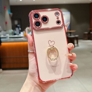 HTUTWOO for iPhone 17 Case, Electroplated Shockproof Lightweight Phone Protective Cover with Ring Stand for Girls Women - 1 of 4