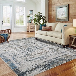 Machine Washable Abstract Striped Area Rug Soft Modern Indoor Rugs For Bedroom Low Pile Non Slip Foldable Floor Mats For Living Room - 1 of 4