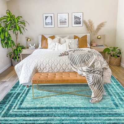 Lahome Loop Border Gradient Style Short Pile Velvet Rectangular Indoor Area Rug