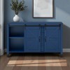 Mshliw 55.1" Farmhouse Sideboard with Sliding Barn Doors and 4 Drawers, Buffet Storage Cabinet with Power Outlet, Modern Rustic Console Table - 3 of 4