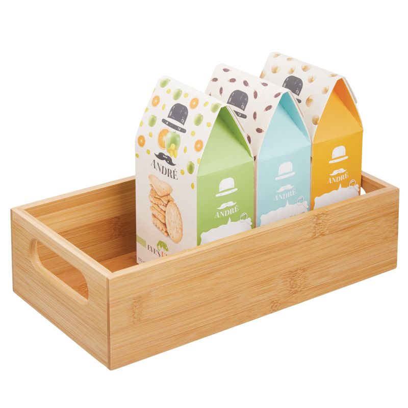 mDesign Bamboo Pantry Organizer Container Bin with Handles, 1 of 9