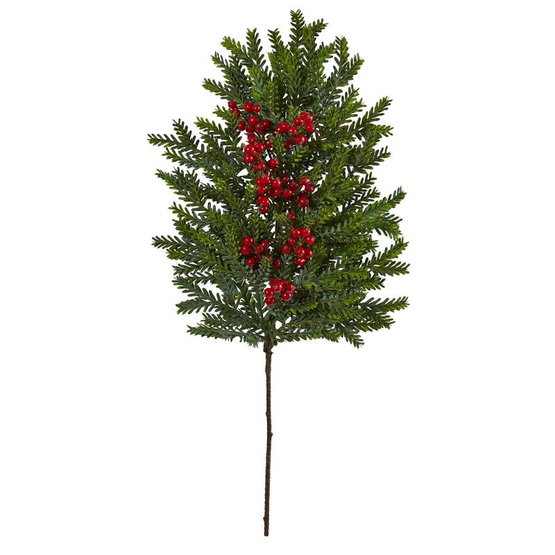 Nearly Natural 34-in Pine and Berries Artificial Plant (Set of 3), 1 of 5