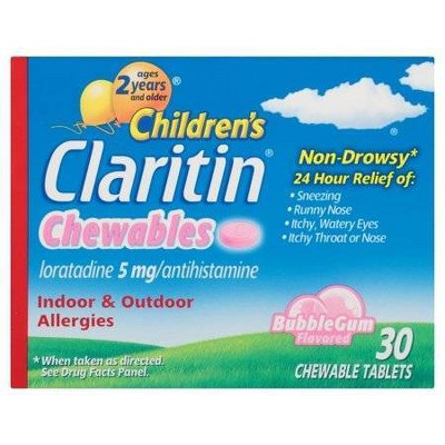 Children's Claritin 24 Hour Allergy Relief Chewable Tablets - Bubble Gum - Loratadine - 30ct