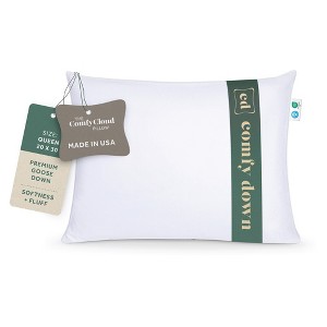 ComfyDown ComfyCloud Goose Down Bed Pillow  650 Fill Power  Medium Support  400TC Cotton Cover   Twin (20" x 26") - 1 of 4
