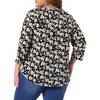 Agnes Orinda Women's Plus Size Floral Printed V Neck Zip Up 3/4 Sleeve Casual Fashion Blouses - 4 of 4