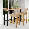Costway Set of 2 Patio Wood Barstools Rattan Bar Height Chairs with Backrest Porch Balcony - 3 of 4