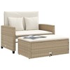 vidaXL 2-Seater Patio Sofa Bench - PE Rattan, Beige, Sofa Bed with Footstool Storage, Cushions with Removable Covers - 4 of 4