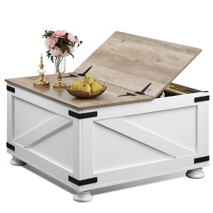 GALAXHERO Coffee Table, Square Wood Flip-Top Center Table for Living Room and Bedroom with Hidden Storage, 31.5" - 1 of 4
