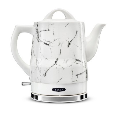 Photo 1 of **DAMAGED** Bella 14743 Stylish 1.5 Liter 1350 Watt Long Neck Spout Ceramic Cordless Electric Kettle with 360 Degree Swivel Base, White Marble