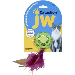 JW Pet Cataction Feather Ball Toy With Bell Interactive Cat Toy - 1 of 3