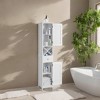 Scandinavian-Style Freestanding Tall Bathroom Cabinet with Shutter Doors & Drawer - 66.9" - White - image 4 of 4