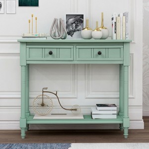 Okak 35IN Farmhouse Console Table, Entryway Table with Two Drawers and Bottom Shelf, Hallway Table for Living Room, Entrance - 1 of 4